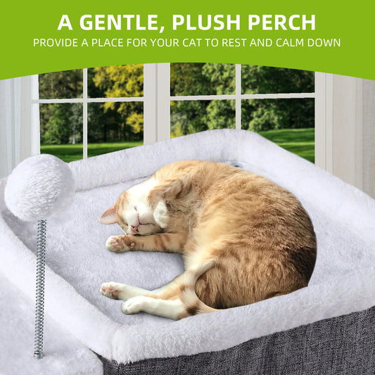 Balconera Cat Cave Bed with Scratching Board & Fluffy Ball - Indoor Igloo Hideaway for Cats